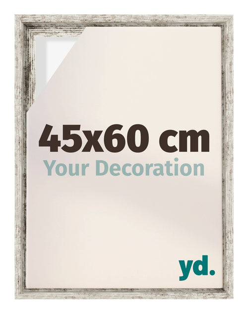 Lyon MDF Schattenfugenrahmen 45x60cm Weiss Vintage Vorne Messe | Yourdecoration.at