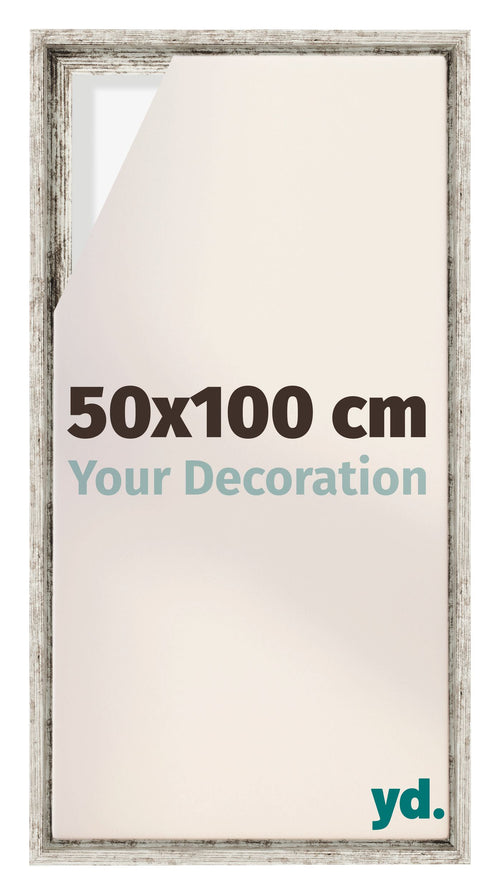 Lyon MDF Schattenfugenrahmen 50x100cm Weiss Vintage Vorne Messe | Yourdecoration.at