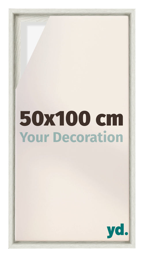 Lyon MDF Schattenfugenrahmen 50x100cm White Wash Vorne Messe | Yourdecoration.at