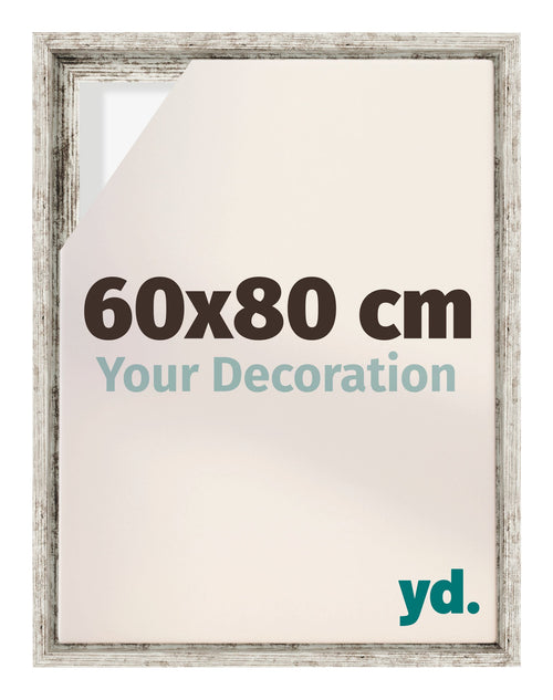 Lyon MDF Schattenfugenrahmen 60x80cm Weiss Vintage Vorne Messe | Yourdecoration.at