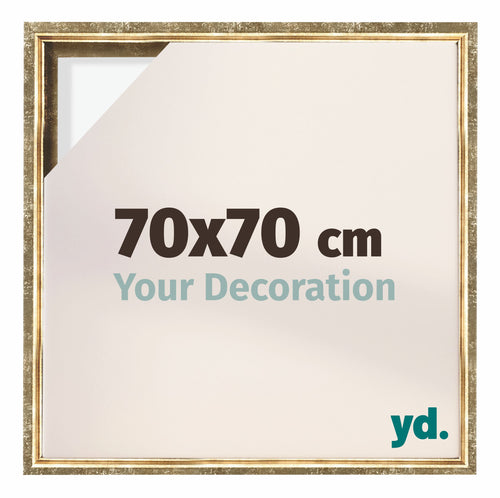 Lyon MDF Schattenfugenrahmen 70x70cm Gold Antik Vorne Messe | Yourdecoration.at