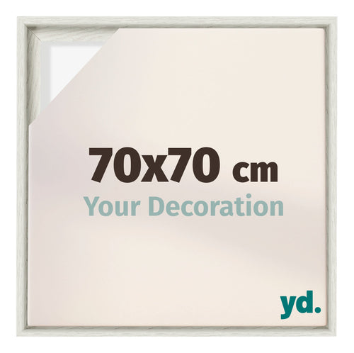 Lyon MDF Schattenfugenrahmen 70x70cm White Wash Vorne Messe | Yourdecoration.at