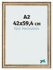 Bilderrahmen 42x59 4cm A2 Gold Antik MDF Lazio Vorne Messe | Yourdecoration.at