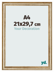 Bilderrahmen 21x29 7cm A4 Gold Antik MDF Lazio Vorne Messe | Yourdecoration.at