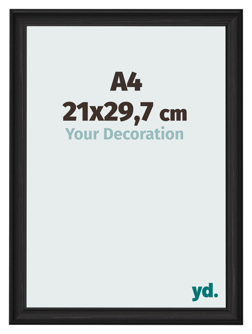 Bilderrahmen 21x29 7cm A4 Schwarz Gemasert MDF Lazio Vorne Messe | Yourdecoration.at