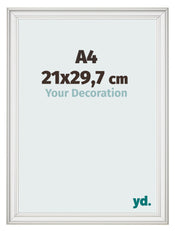 Bilderrahmen 21x29 7cm A4 Weiss Gewischt MDF Lazio Vorne Messe | Yourdecoration.at