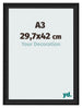 Bilderrahmen 29 7x42cm A3 Schwarz Gemasert MDF Lazio Vorne Messe | Yourdecoration.at