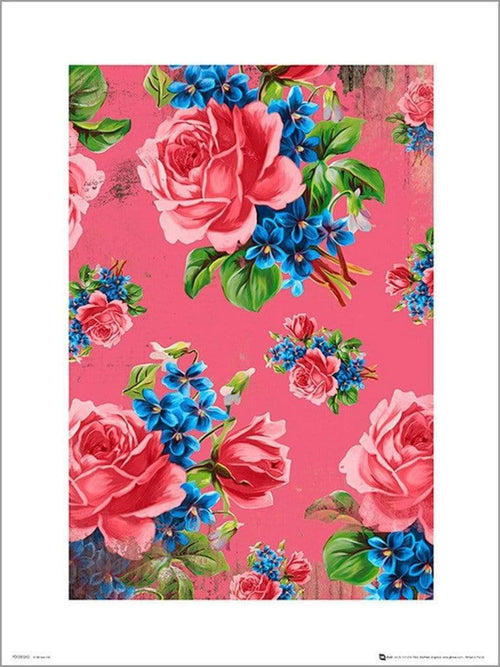 GBeye Vintage Flowers Pink Kunstdruck | Yourdecoration.de