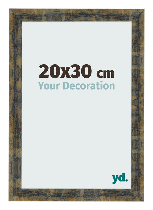 Bilderrahmen 20x30cm Blau Gold Meliert MDF Pisa Vorne Messe | Yourdecoration.at