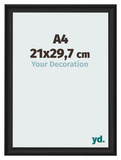 Bilderrahmen 21x29 7cm A4 Schwarz Gemasert MDF Lazio Vorne Messe | Yourdecoration.at