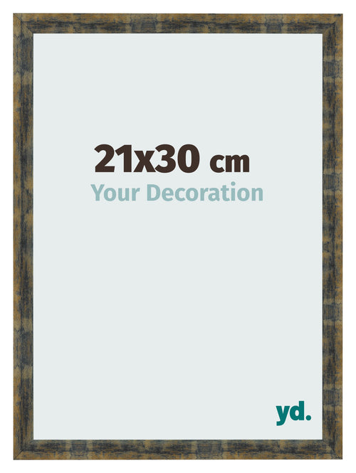 Bilderrahmen 21x30cm Blau Gold Meliert MDF Pisa Vorne Messe | Yourdecoration.at