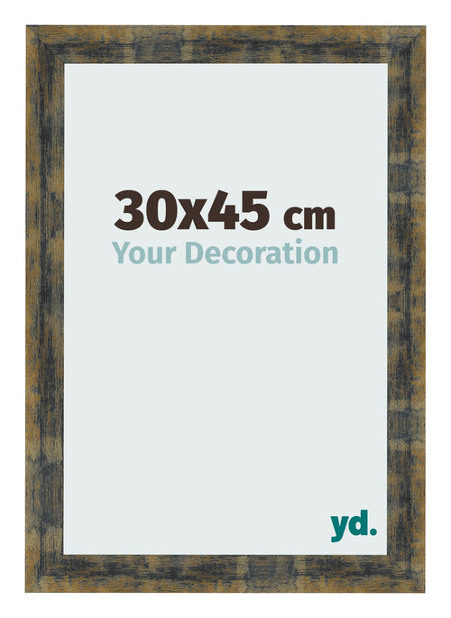 Bilderrahmen 30x45cm Blau Gold Meliert MDF Pisa Vorne Messe | Yourdecoration.at