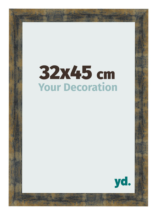 Bilderrahmen 32x45cm Blau Gold Meliert MDF Pisa Vorne Messe | Yourdecoration.at