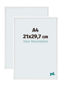 Aurora Aluminium Bilderrahmen 21x29-7cm A4 2 Stuck Weiss Hochglanz Vorne Messe | Yourdecoration.at