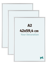 Aurora Aluminium Bilderrahmen 42x59-4cm A2 3 Stuck Silber Matt Vorne Messe | Yourdecoration.at