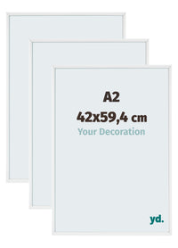 Aurora Aluminium Bilderrahmen 42x59-4cm A2 3 Stuck Weiss Hochglanz Vorne Messe | Yourdecoration.at