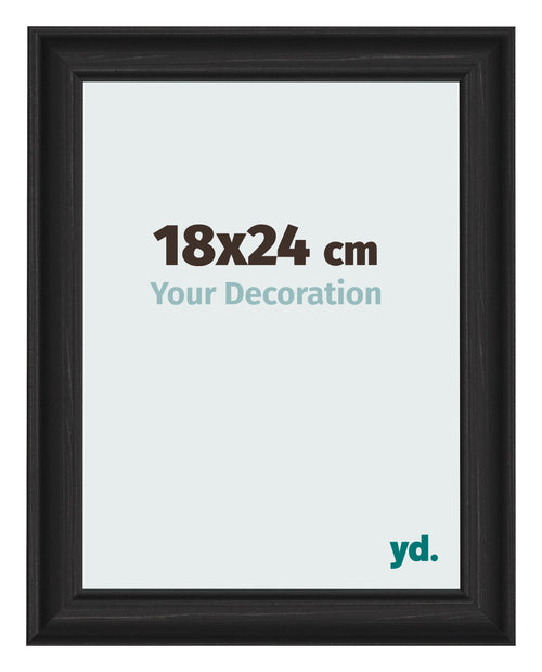 Bilderrahmen 18x24cm Schwarz Gemasert MDF Lazio Vorne Messe | Yourdecoration.at
