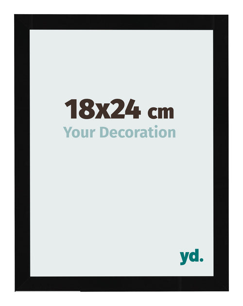 Bilderrahmen 18x24cm Schwarz Hochglanz MDF Bologna Vorne Messe | Yourdecoration.at