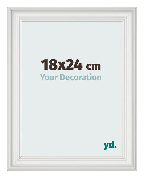 Bilderrahmen 18x24cm Weiss Gewischt MDF Lazio Vorne Messe | Yourdecoration.at