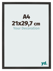 Bilderrahmen 21x29 7 cm A4 Schwarz Matt MDF Bologna Vorne Messe | Yourdecoration.at