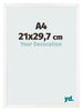 Bilderrahmen 21x29 7 cm A4 Weiss Hochglanz MDF Bologna Vorne Messe | Yourdecoration.at