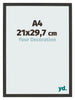 Bilderrahmen 21x29 7cm A4 Schwarz Gemasert MDF Bologna Vorne Messe | Yourdecoration.at