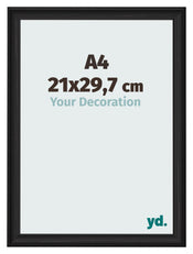 Bilderrahmen 21x29 7cm A4 Schwarz Gemasert MDF Lazio Vorne Messe | Yourdecoration.at