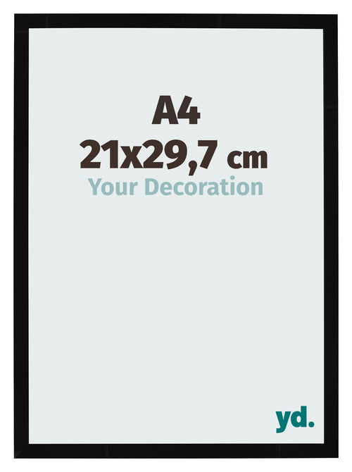 Bilderrahmen 21x29 7cm A4 Schwarz Hochglanz MDF Bologna Vorne Messe | Yourdecoration.at