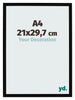 Bilderrahmen 21x29 7cm A4 Schwarz Hochglanz MDF Bologna Vorne Messe | Yourdecoration.at