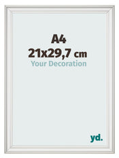 Bilderrahmen 21x29 7cm A4 Weiss Gewischt MDF Lazio Vorne Messe | Yourdecoration.at