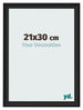 Bilderrahmen 21x30cm Schwarz Gemasert MDF Lazio Vorne Messe | Yourdecoration.at