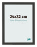 Bilderrahmen 24x32cm Schwarz Gemasert MDF Bologna Vorne Messe | Yourdecoration.at