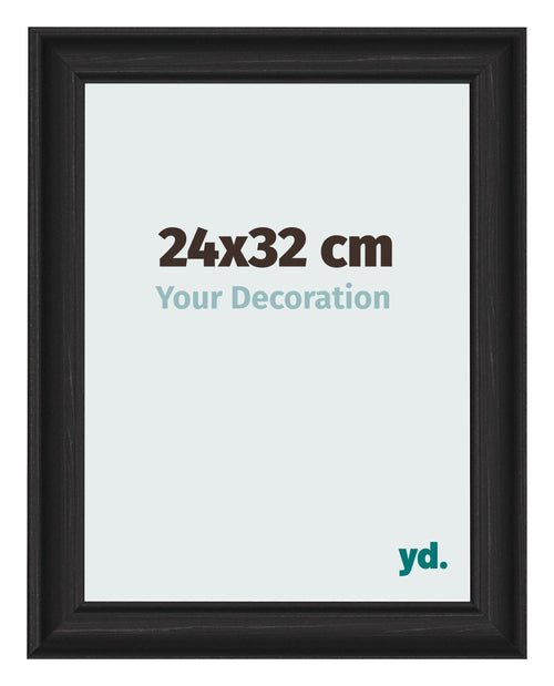 Bilderrahmen 24x32cm Schwarz Gemasert MDF Lazio Vorne Messe | Yourdecoration.at