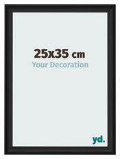 Bilderrahmen 25x35cm Schwarz Gemasert MDF Lazio Vorne Messe | Yourdecoration.at