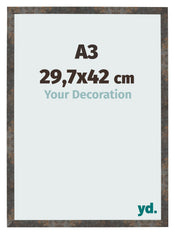 Bilderrahmen 29 7x42 cm A3 Oxidiertes Metall MDF Bologna Vorne Messe | Yourdecoration.at