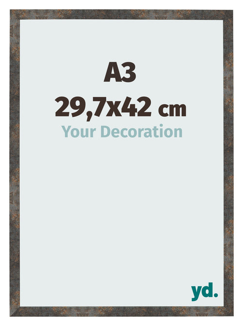 Bilderrahmen 29 7x42 cm A3 Oxidiertes Metall MDF Bologna Vorne Messe | Yourdecoration.at