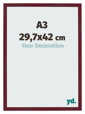 Bilderrahmen 29 7x42 cm A3 Weinrot Gewischt MDF Bologna Vorne Messe | Yourdecoration.at
