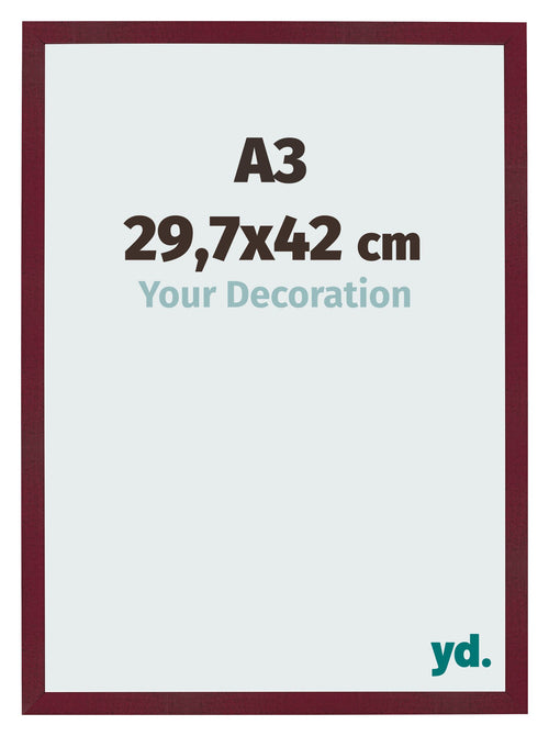Bilderrahmen 29 7x42 cm A3 Weinrot Gewischt MDF Bologna Vorne Messe | Yourdecoration.at
