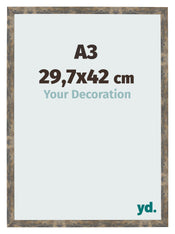 Bilderrahmen 29 7x42cm A3 Blau Gold Meliert MDF Bologna Vorne Messe | Yourdecoration.at
