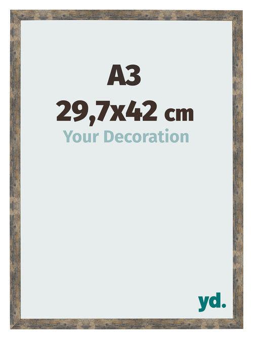 Bilderrahmen 29 7x42cm A3 Blau Gold Meliert MDF Bologna Vorne Messe | Yourdecoration.at