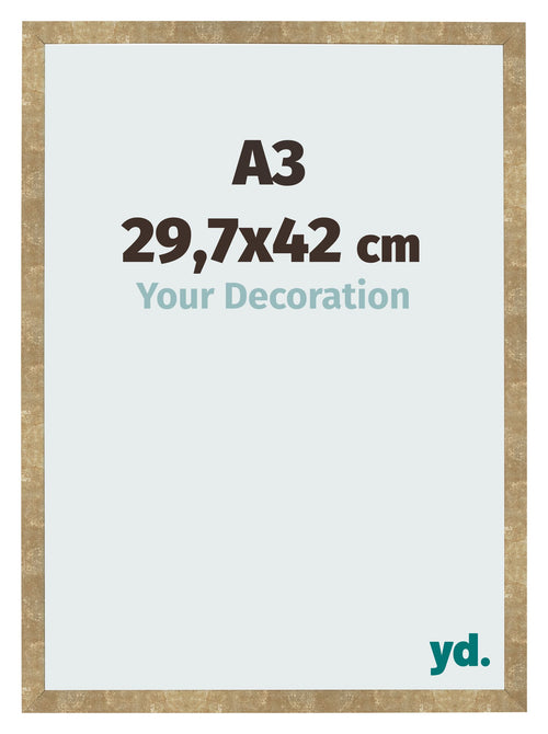 Bilderrahmen 29 7x42cm A3 Gold Antik MDF Bologna Vorne Messe | Yourdecoration.at