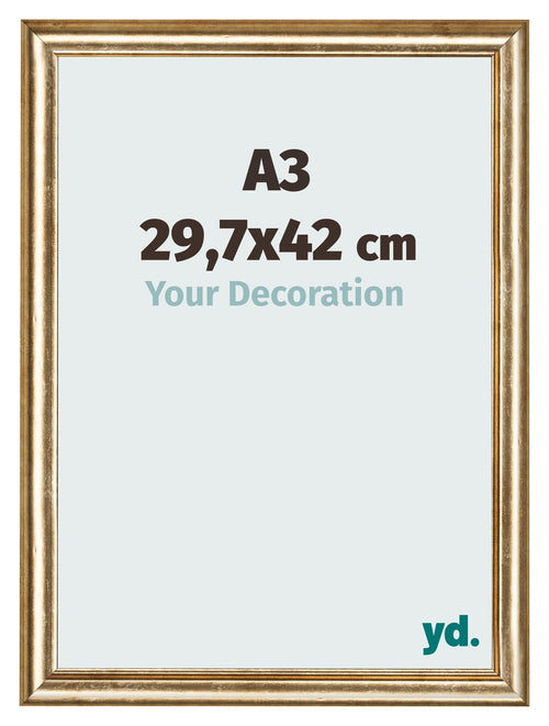 Bilderrahmen 29 7x42cm A3 Gold Antik MDF Lazio Vorne Messe | Yourdecoration.at