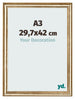Bilderrahmen 29 7x42cm A3 Gold Antik MDF Lazio Vorne Messe | Yourdecoration.at