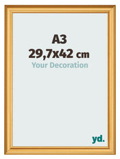 Bilderrahmen 29 7x42cm A3 Gold Matt MDF Lazio Vorne Messe | Yourdecoration.at