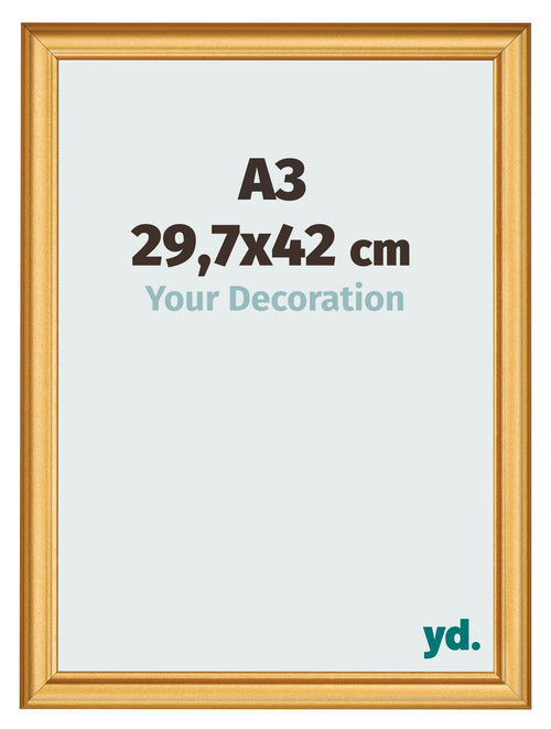 Bilderrahmen 29 7x42cm A3 Gold Matt MDF Lazio Vorne Messe | Yourdecoration.at