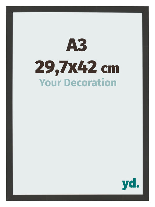Bilderrahmen 29 7x42cm A3 Schwarz Gemasert MDF Bologna Vorne Messe | Yourdecoration.at