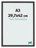 Bilderrahmen 29 7x42cm A3 Schwarz Gemasert MDF Bologna Vorne Messe | Yourdecoration.at
