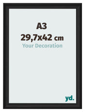 Bilderrahmen 29 7x42cm A3 Schwarz Gemasert MDF Lazio Vorne Messe | Yourdecoration.at