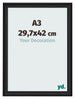 Bilderrahmen 29 7x42cm A3 Schwarz Gemasert MDF Lazio Vorne Messe | Yourdecoration.at
