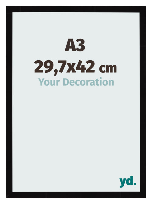 Bilderrahmen 29 7x42cm A3 Schwarz Hochglanz MDF Bologna Vorne Messe | Yourdecoration.at